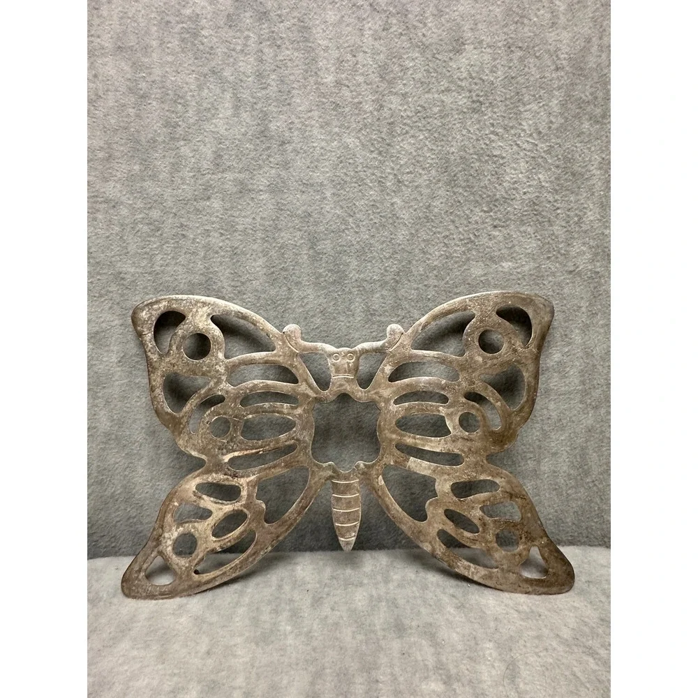 VTG F.B. Rogers Italy Butterfly Trivet Zinc‎ Metal Silver Tone Openwork Kitchen